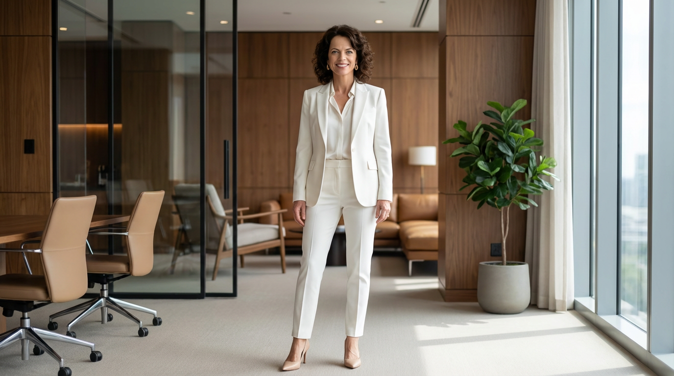 Designer Hosenanzug Weiß